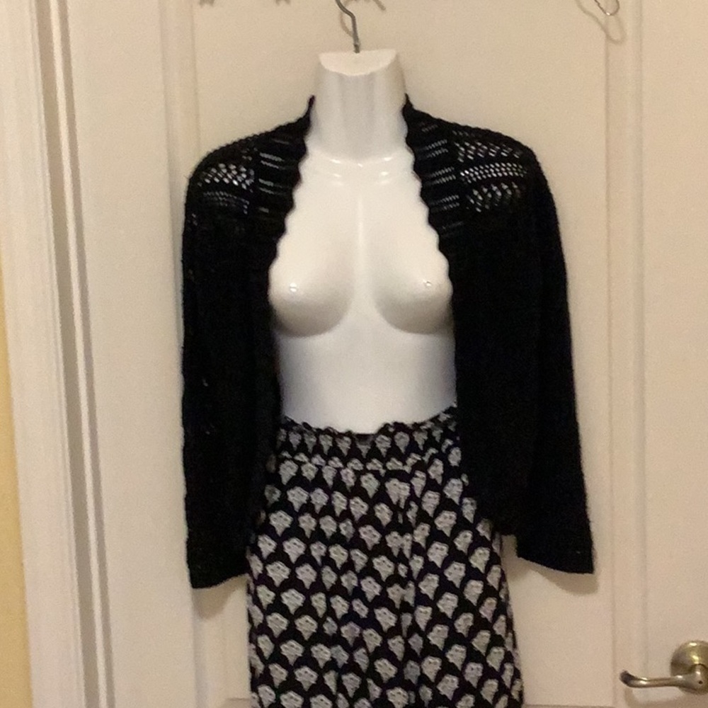 Dress barn cardigan black see threw size Med in good shape matches every…